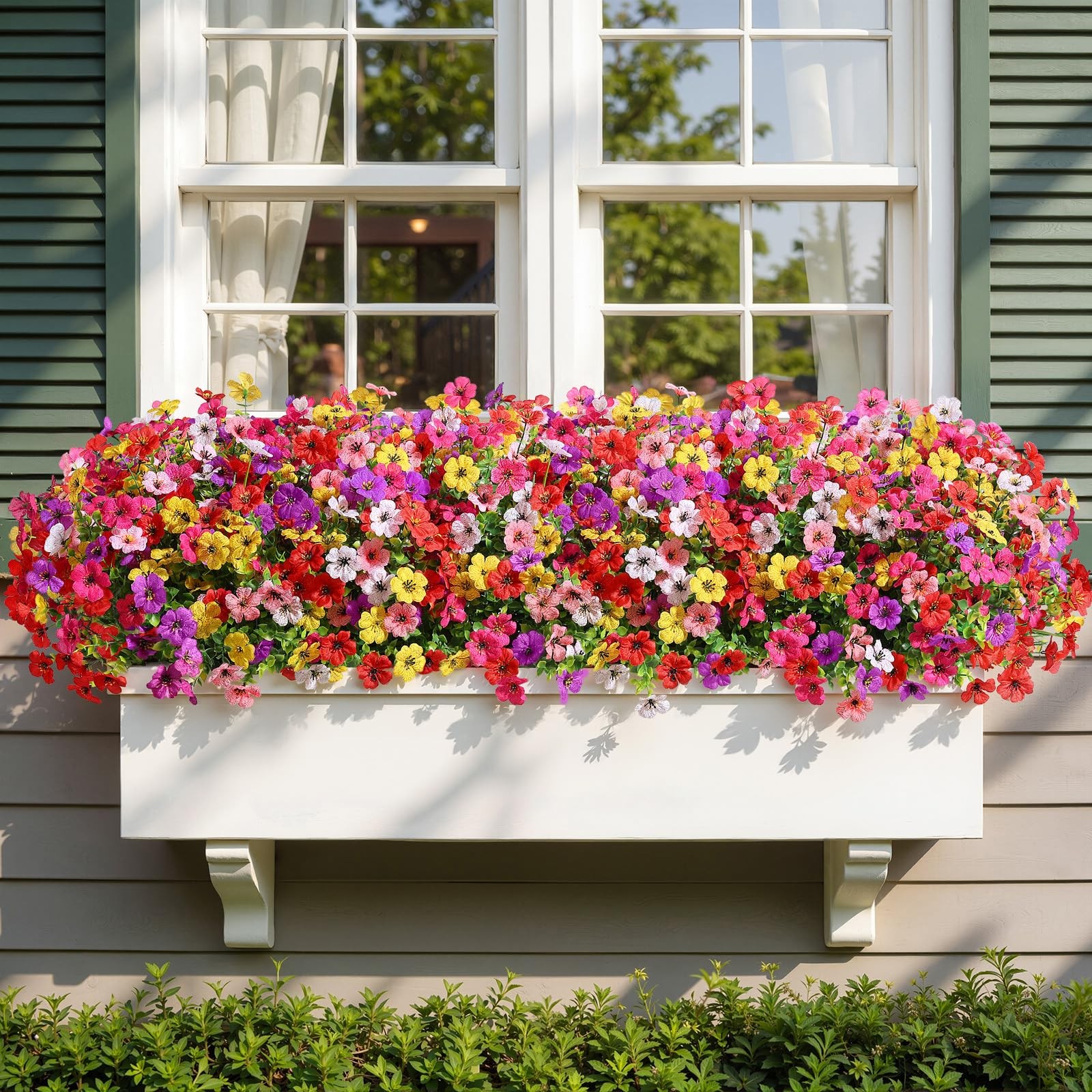 24 Bundles Artificial Flowers for Outdoors Decoration, UV Resistant Silk Faux…