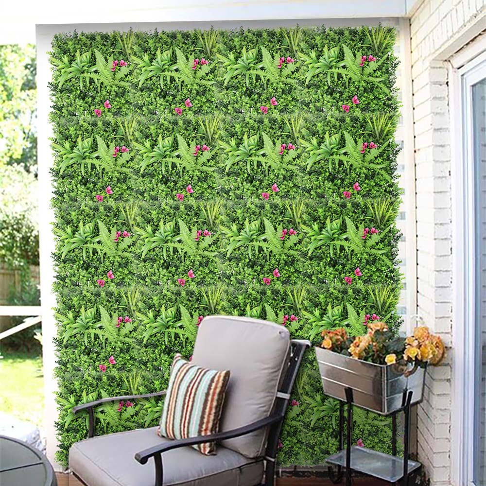 20″ Artificial Leaf Mat #12 3D Mixed Wall Hedge Decor Privacy Fence Panel Grass