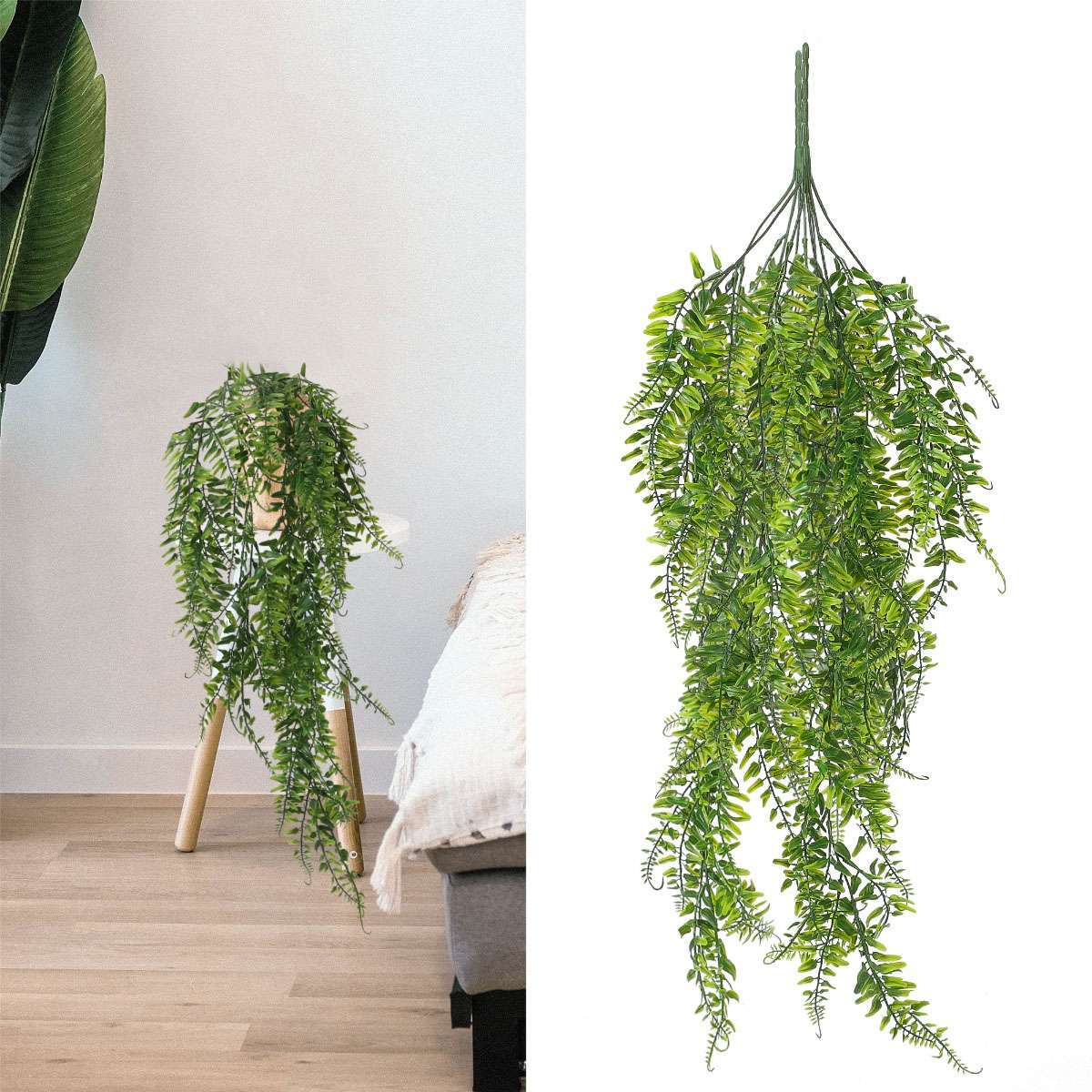 2PCS Artificial Hanging Plants Fake Ivy Faux Greenery Vine Leaves Indoor Outdoor