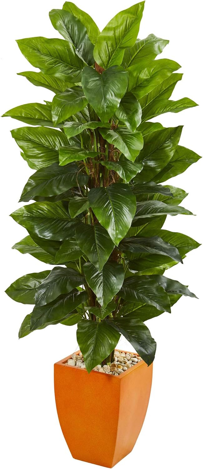 5.5-Ft. Real Touch Large Leaf Philodendron in Orange Planter – Silk Plant