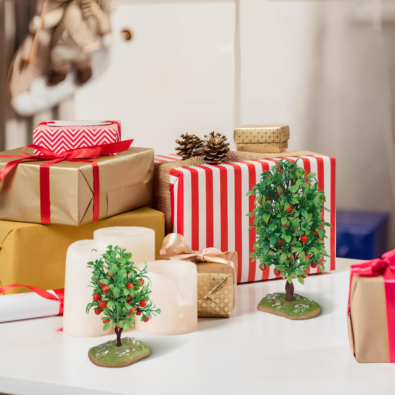 2pcs Mini Artificial Trees Plastic Small Tree Models for Train Scenery Dioram…