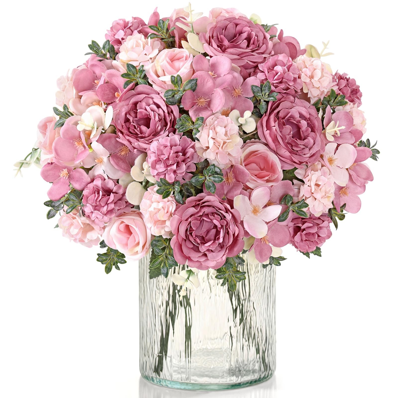 2 Packs Peonies Artificial Flowers Silk Pink Purple Artificial Peonies Bouque…