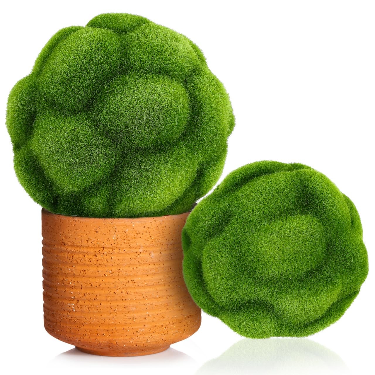 Faux Moss Balls Artificial Plant Decor Set of 2 4.72In Simulated Mossy Ball T…