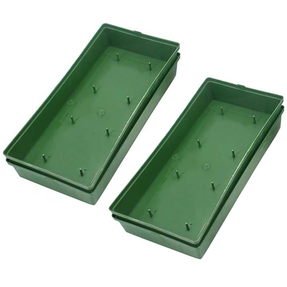 2 PCS Green Rectangular Floral Centerpiece Trays Flower Arrangement Bases