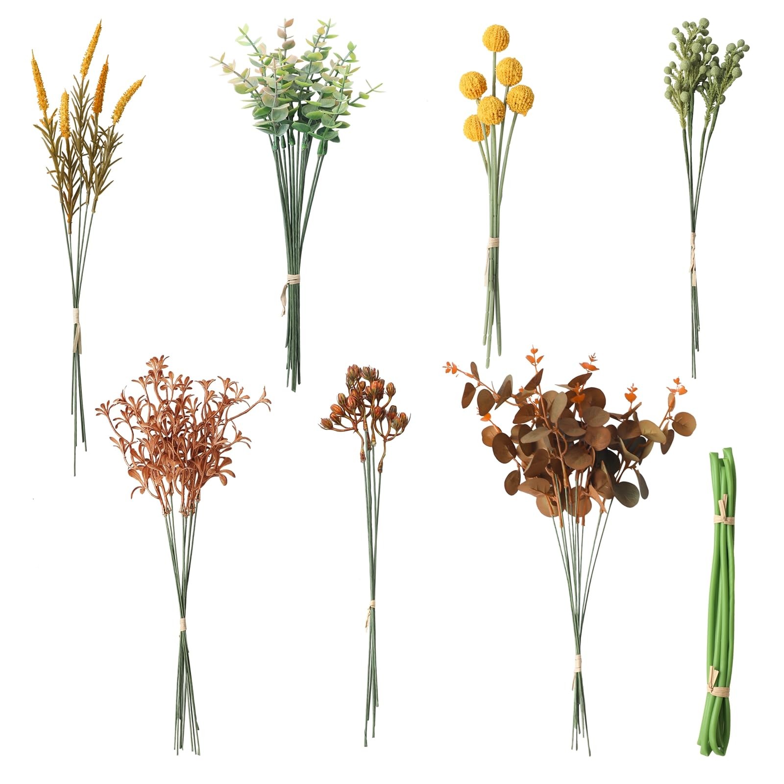 Artificial Greenery Stems Box Set, 62pcs with 7 Kinds of Faux Greenery Flower…