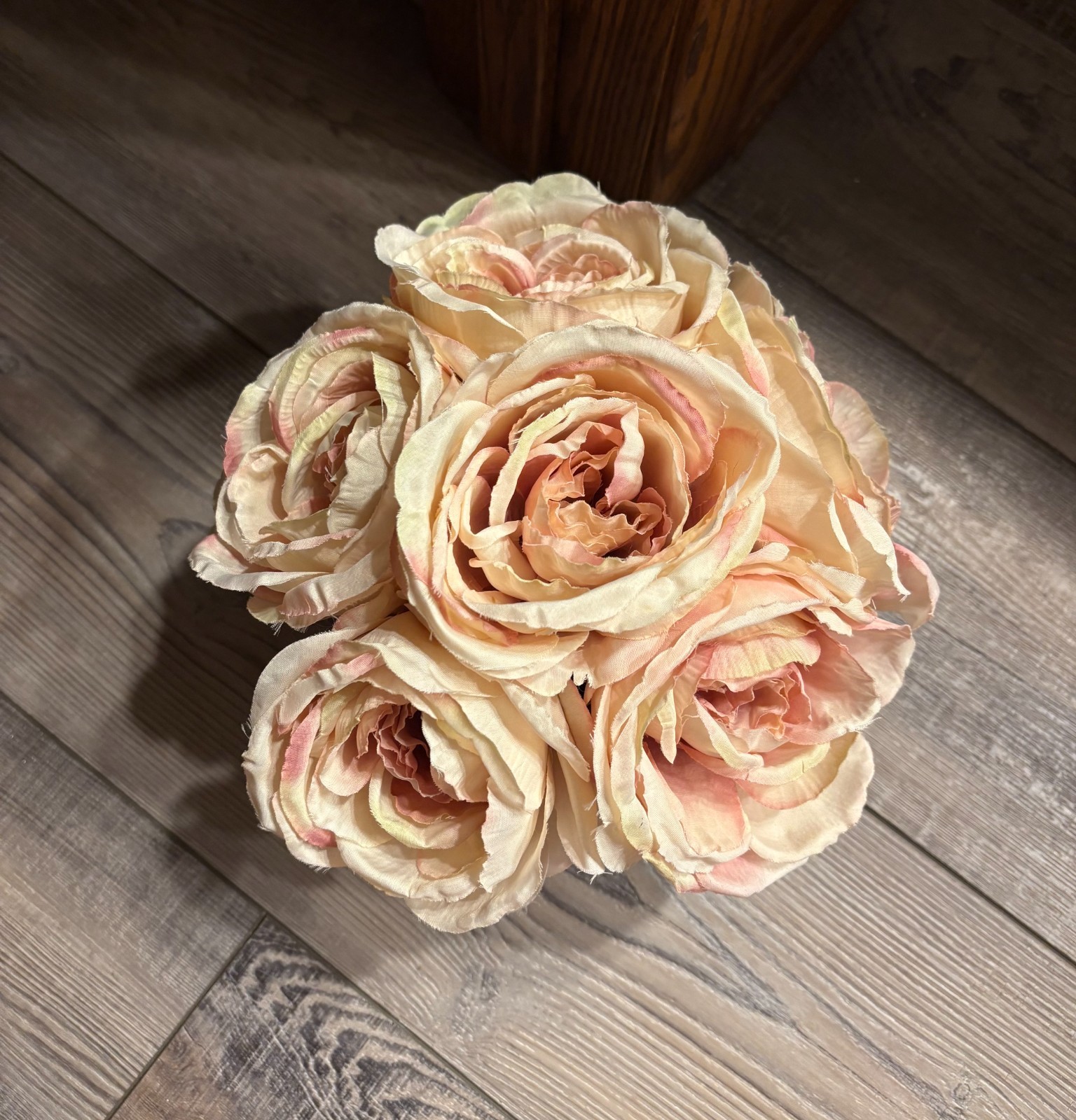 Faux Blush Pink Rose Arrangement in White Ceramic Pot