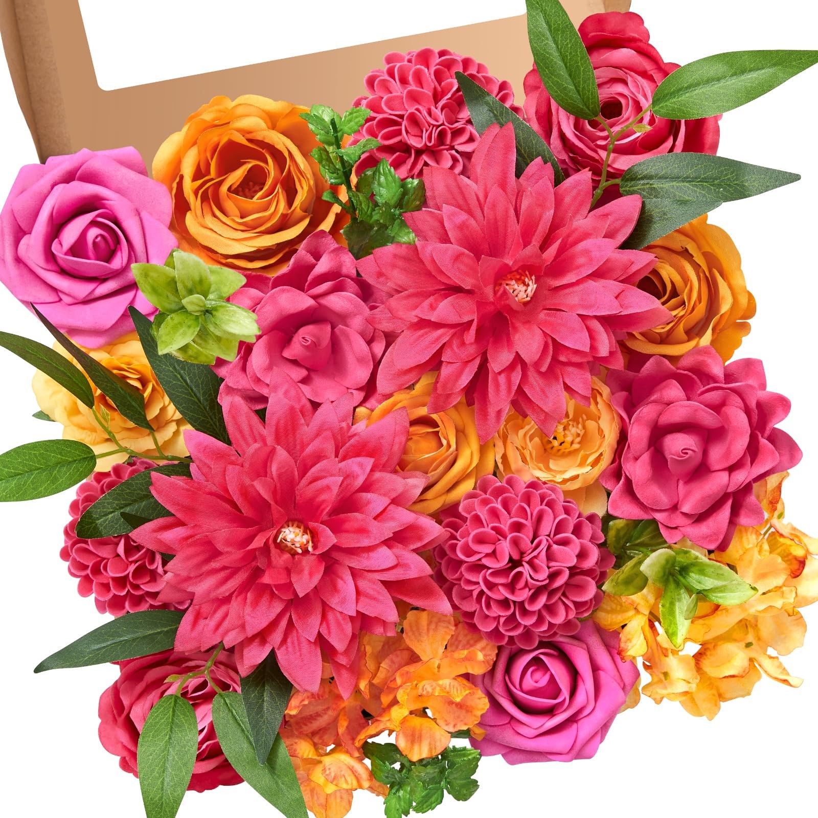 Hot Pink & Orange Artificial Silk Flowers Cake Table Centerpieces Bridal Decor