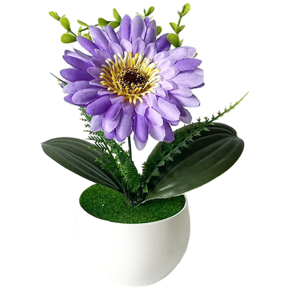 White Pot Faux Gerbera Daisy 19 cm Lifelike Plastic Flower Indoor Decor