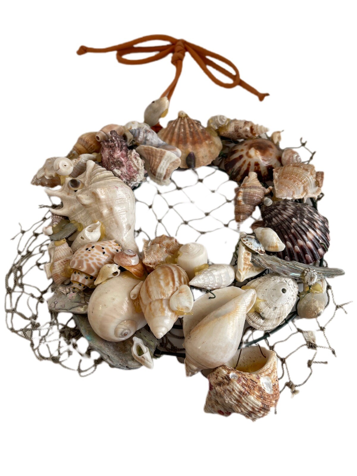 Vintage Sea Shell Wreath Coastal Home Decor Hand Crafted Real Shells Abalone 8”