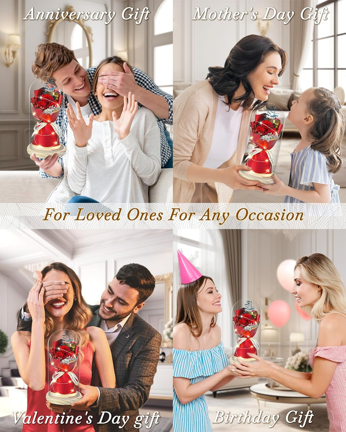 Eternal Red Rose Bouquet – Preserved Flowers Gift for Mom Wife Birthday Annivers