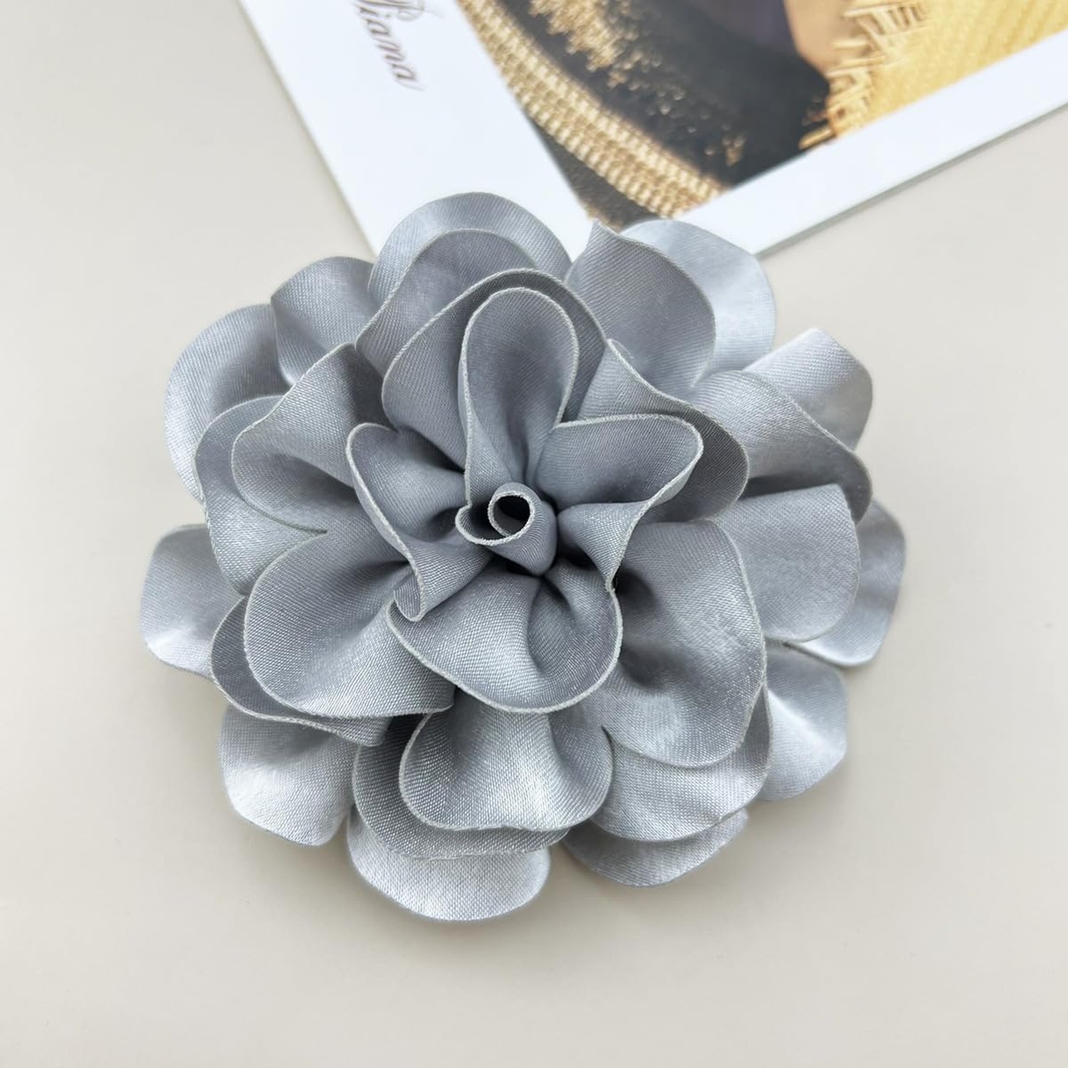Elegant Dainty Satin Fabric Rose Flower Extra Large Big Brooches Pins Silk Ca…