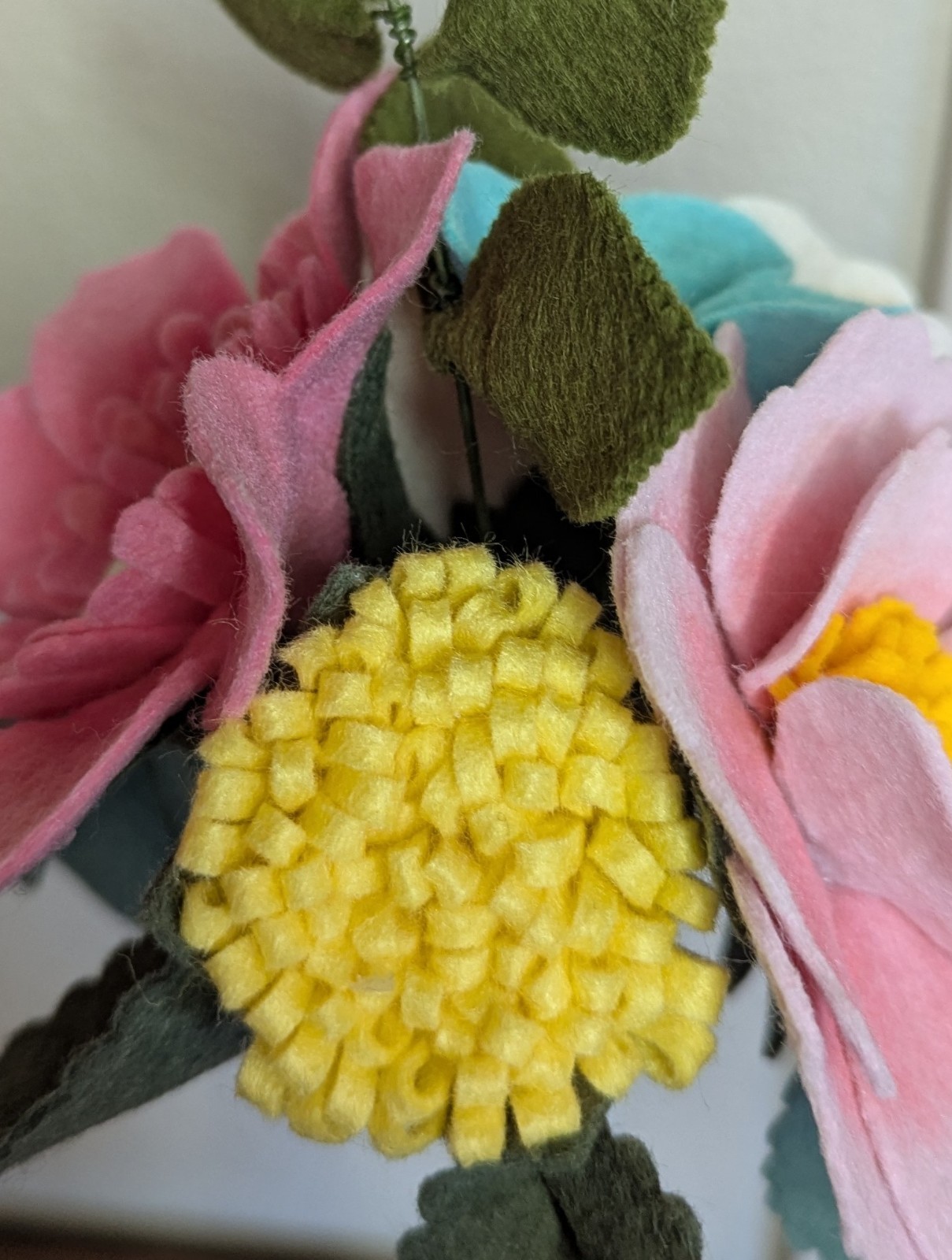 Beautiful Hand Cut Wool Blend Felt Flower Bouquet Gift Wrapped/Great Gift Idea!