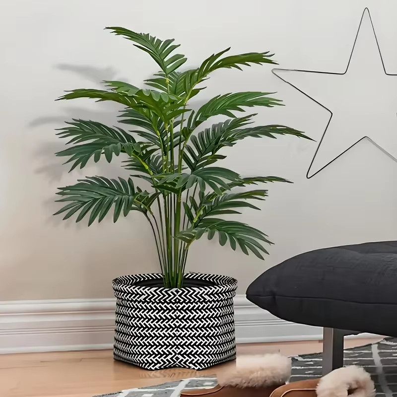 Durable 2pc 24 Leaves Artificial Palm Plants And Faux Monstera Home Office Decor