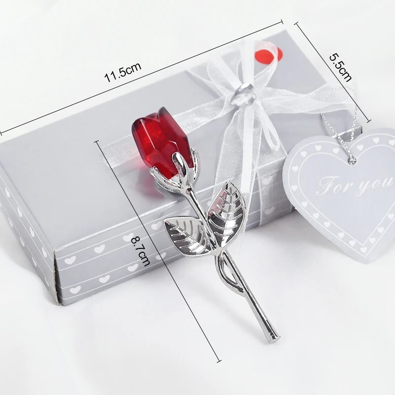 Eternal Red Rose Glass Flower, Silver Stem w/ Box -Anniversary, Valentine’s Gift