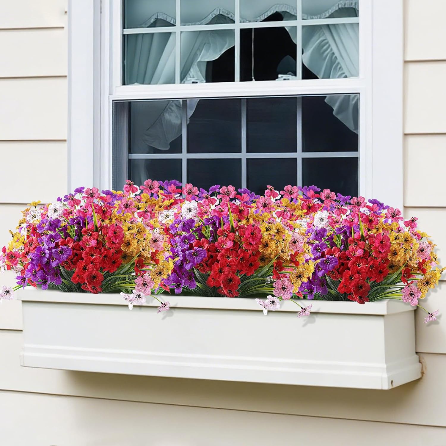 Artificial Flowers for Outdoors 12 Bundles Realistic Faux Plants UV Resistant Fa