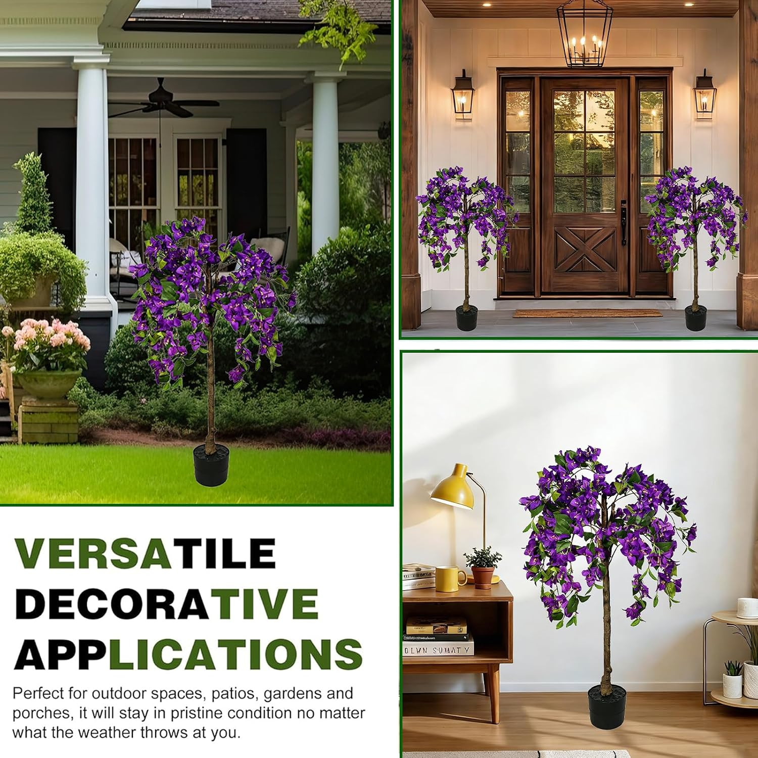 3.7FT Faux Bougainvillea Tree – UV Resistant Potted Floral Decor for Home & Offi