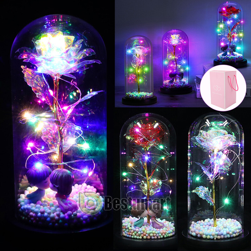 Eternal Rose Eternal Flower LED Glass Light Anniversaries Valentine Gift for Her
