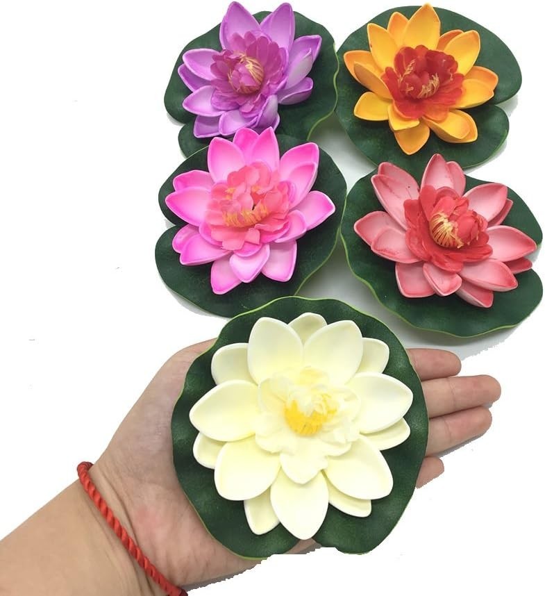 Floating Water Lily Decoration – 5 Artificial Lotus Flowers for Elegant Spaces