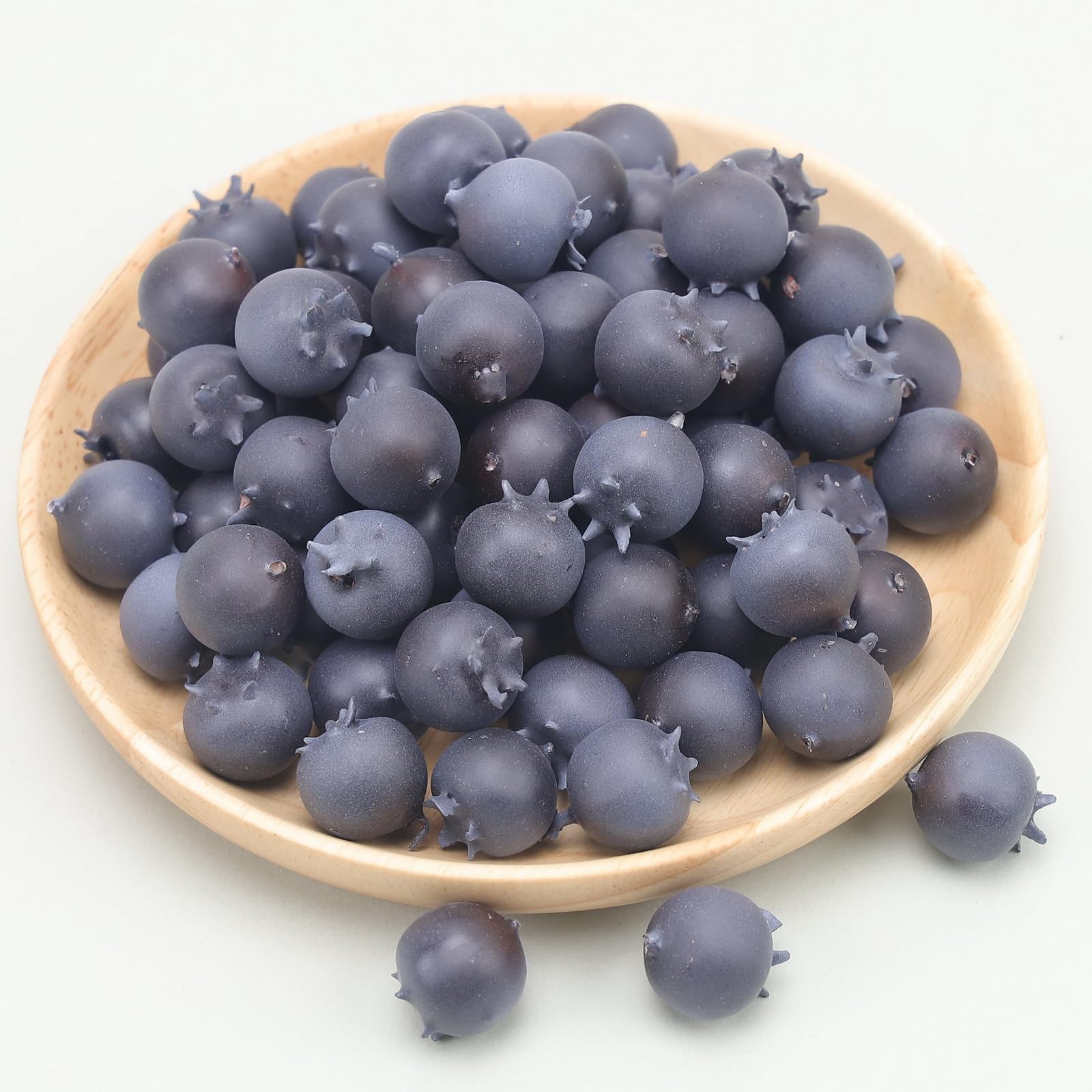 100 Pcs Artificial Blueberry Fake Blueberries for DIY Fruit Decor Craft