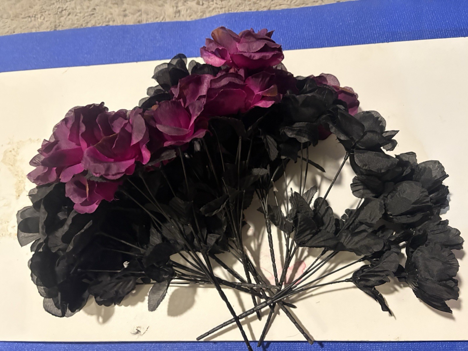 10 Boquets Roses Artificial Black Purple Roses On Stem Artificial Flowers 70PC