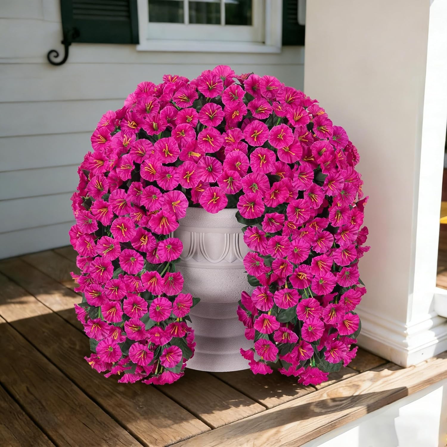 Fake Flowers for Outdoor Spring Decoration, 2 Bundles Artificial Silk Fuchsia…