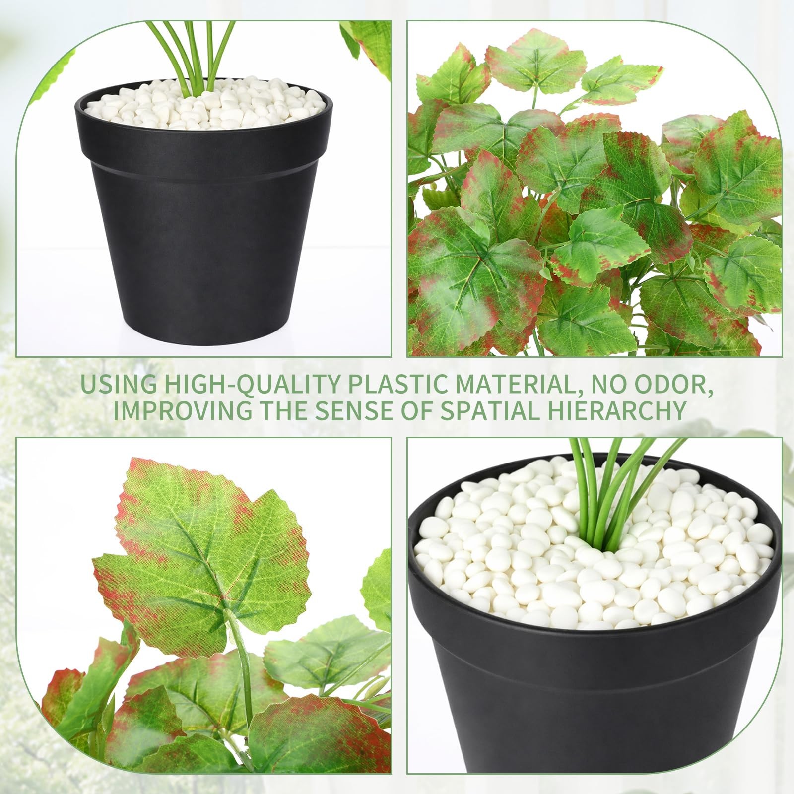 2 PCS 14.9 Inch Artificial Grape Vine 6Branch Plastic Fake Potted Plant