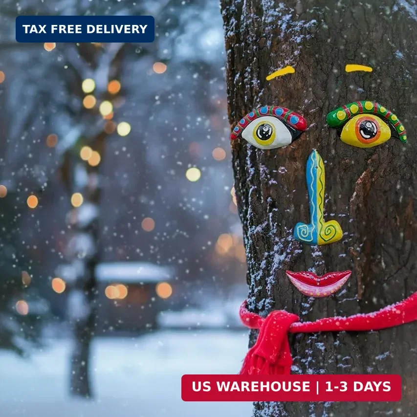 Tree Face Decor Outdoor Colorful Funny Face for Trees Garden Yard Art