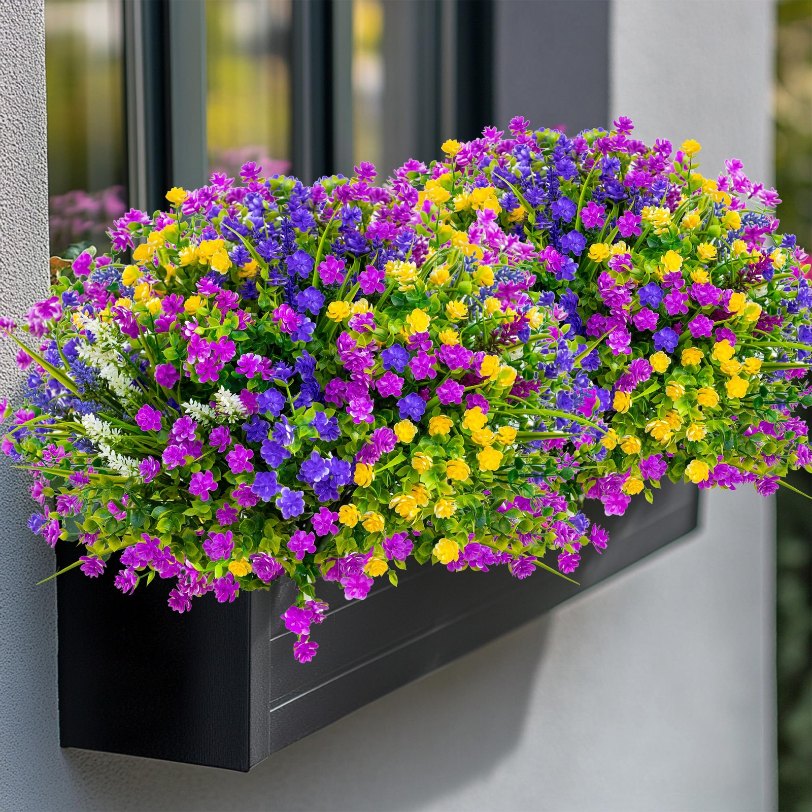 Artificial Flowers Outdoor Fake Plants – 12 Bundles UV Resistant Shrubs No Fa…