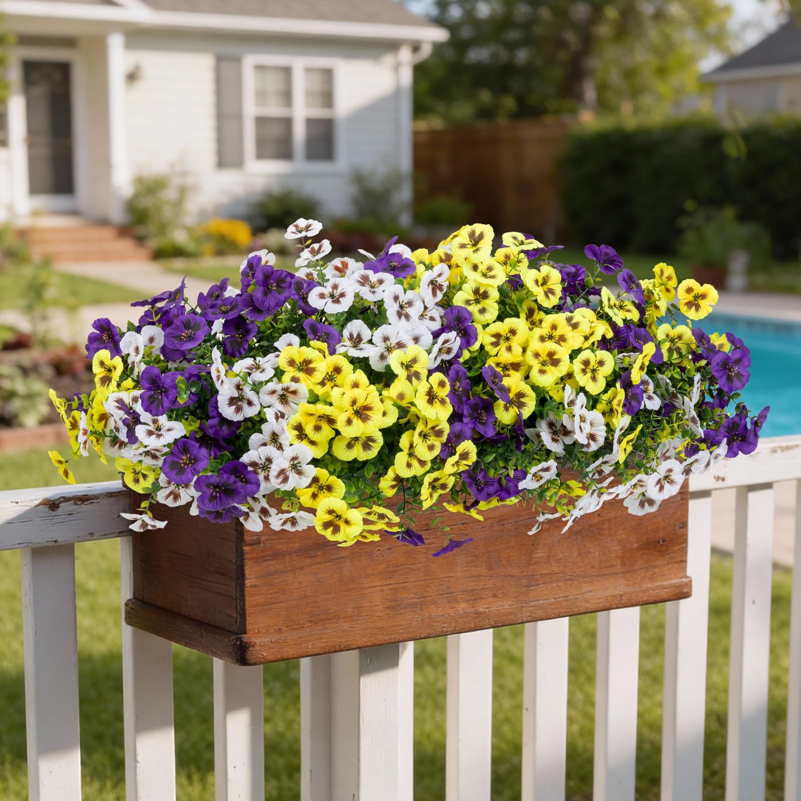 24 Pcs Artificial Fake Pansy Flowers for Outdoor,Faux Silk Plants Flowers UV …