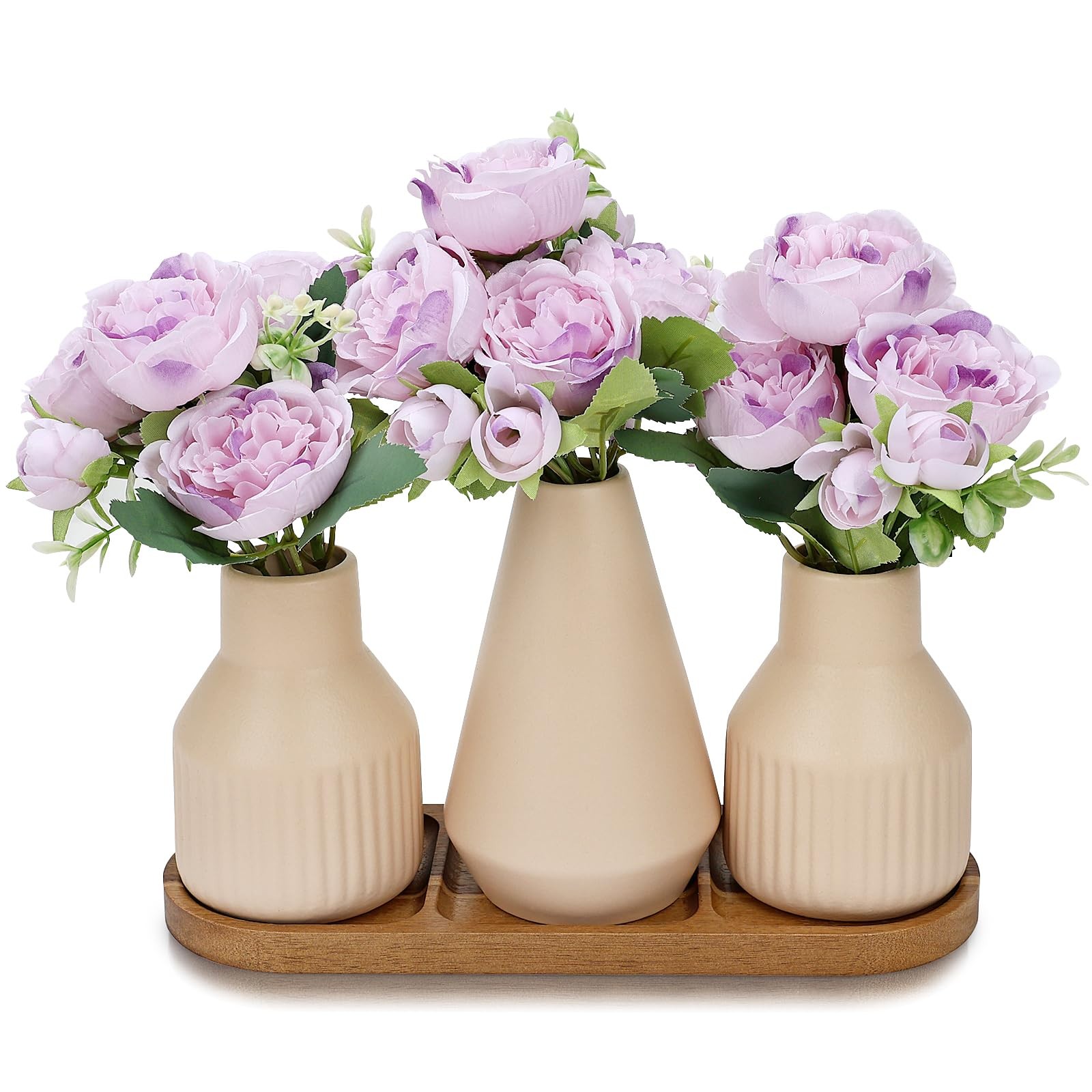 Flower Table Centerpiece – Dining Table Centerpiece Decor Set of 3 Fake Peoni…