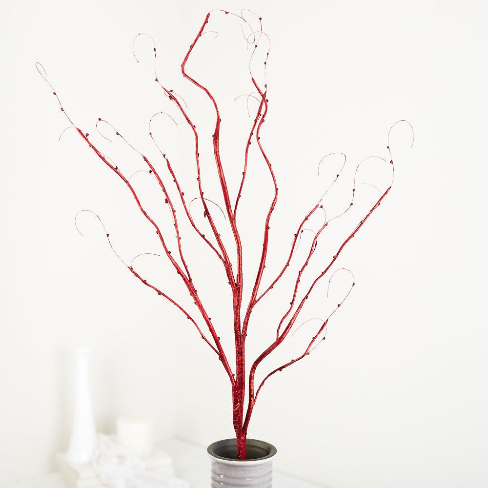 Red Sparkling 40″ Tall Artificial Deorative Birch Branch