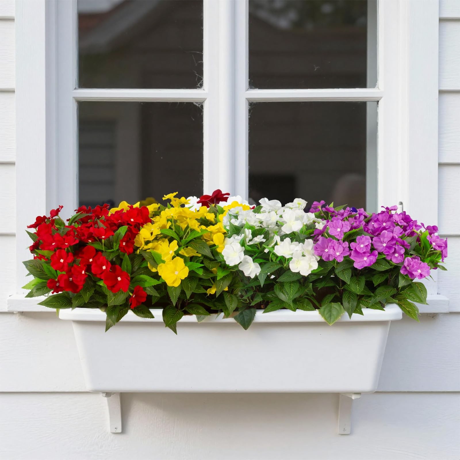 8 Pcs Artificial Impatiens Flowers for Outdoor Flowers UV Resistant Faux Flow…