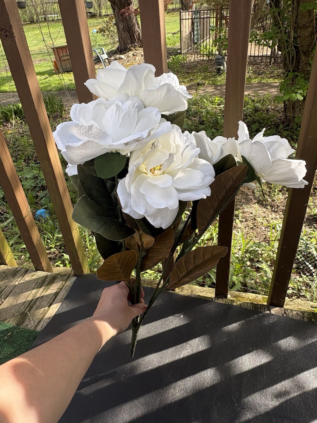 Set of 7 Artificial Magnolia Flowers 22” stem faux Real Touch Velvet Smooth