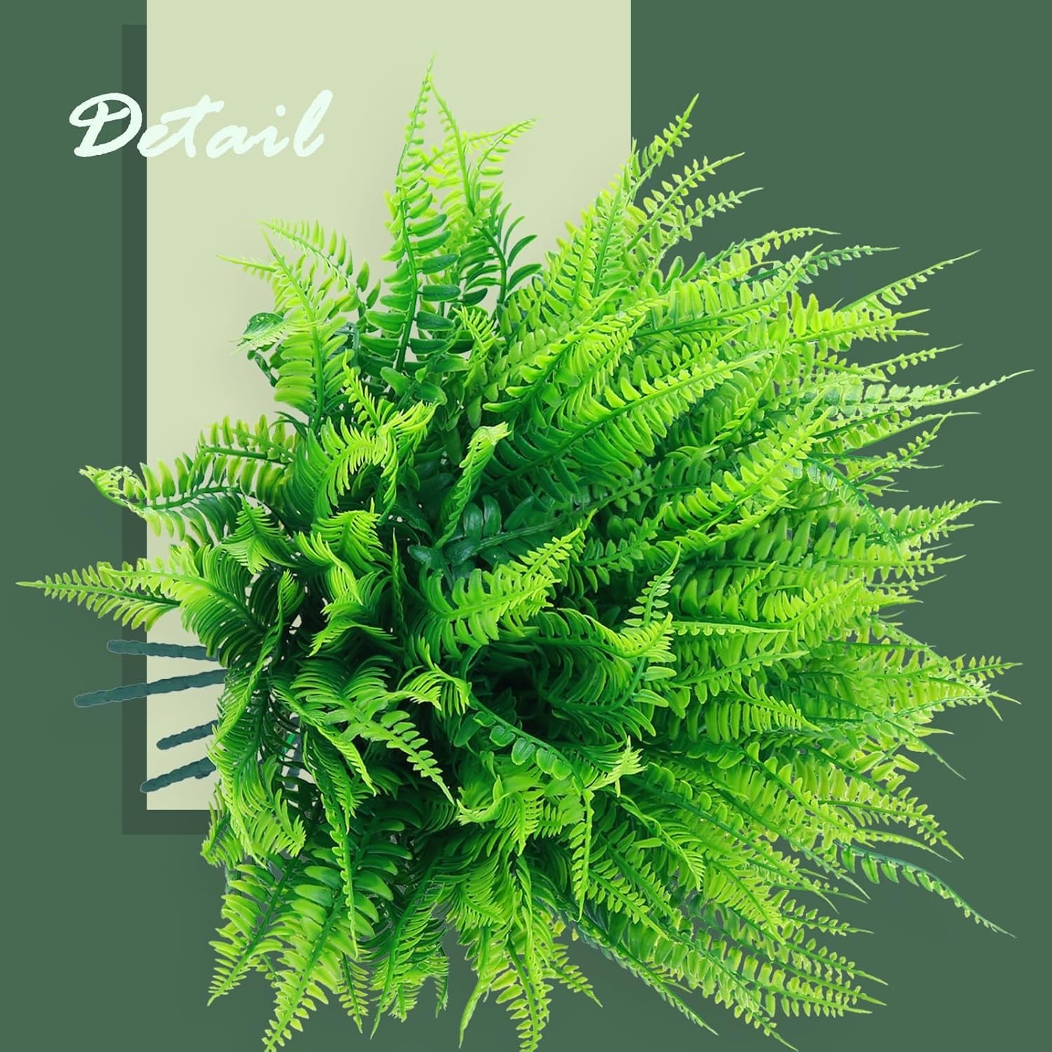 10-Pack UV Resistant Faux Boston Fern Plants for Indoor & Outdoor Elegance