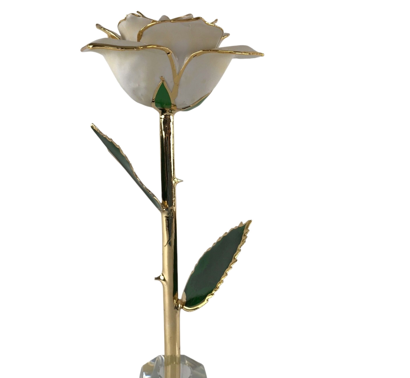 24K Gold Dipped White Rose Long Stem Forever Preserved Rose Flower Lacquered
