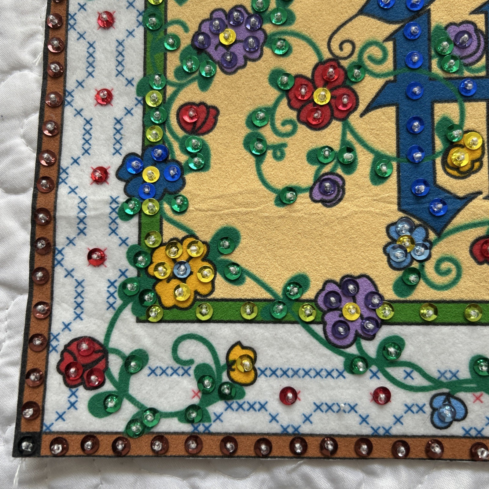 Home Sweet Home Felt Sequin Jeweled Table Topper Wall Hanging House Fence Flower