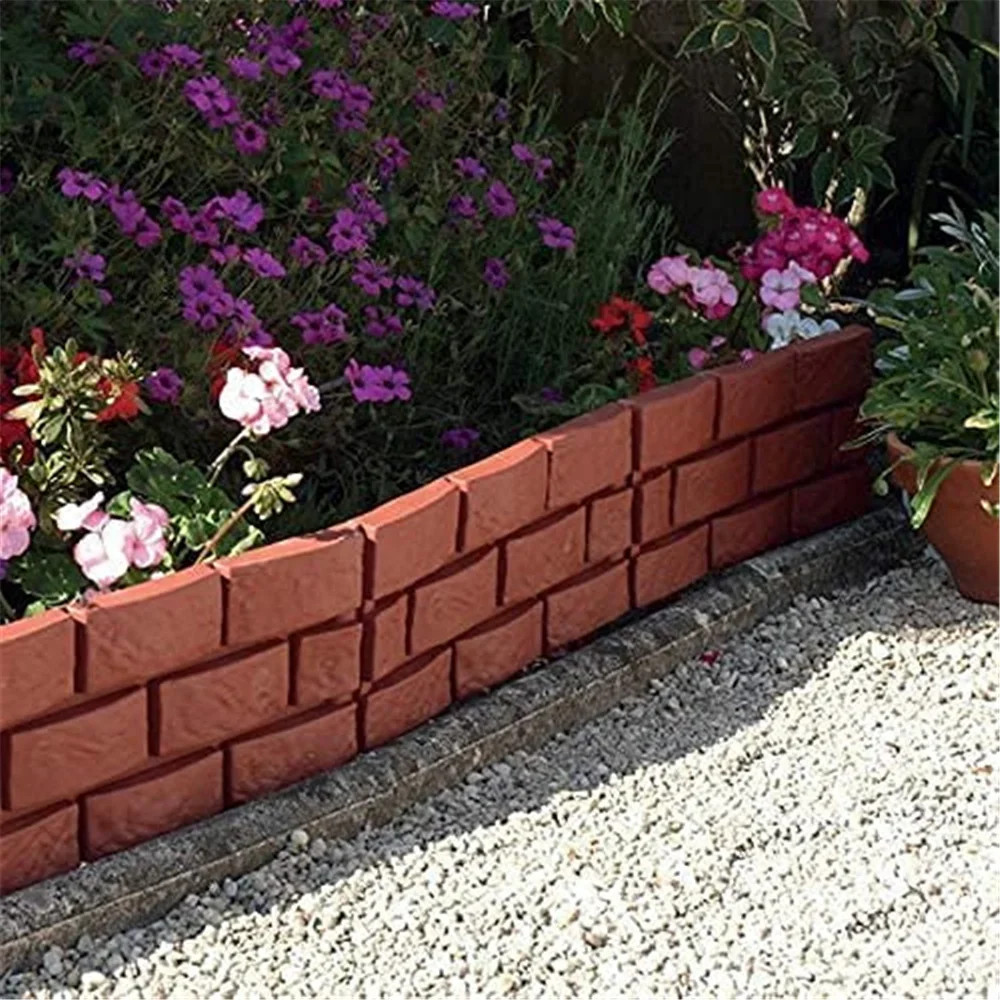 Garden Edge Fence 1/4pcs Imitation Stone Brick Lawn Plants Flowers and Support