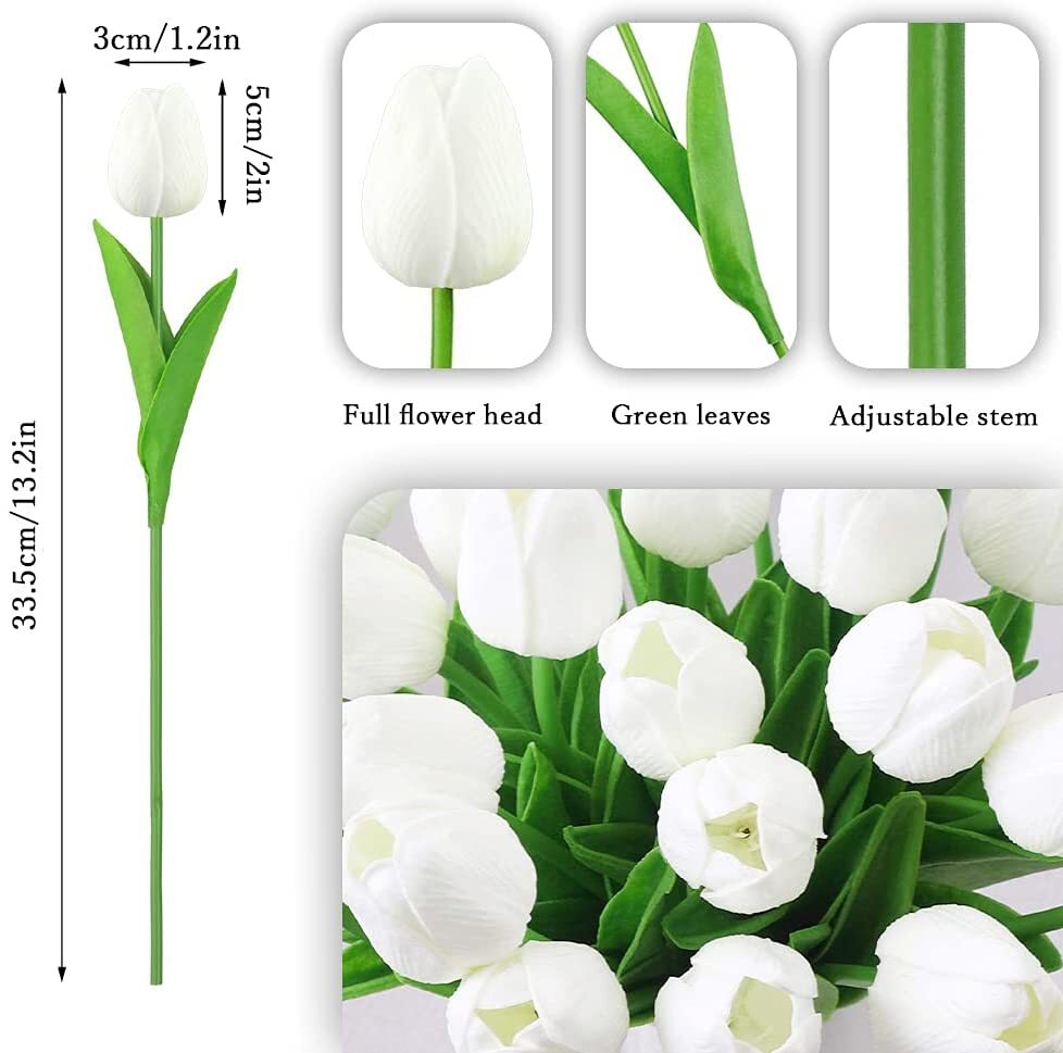 10PCS Artificial Tulips Flowers Real Touch Faux Fake Latex Tulip Wedding Bouquet