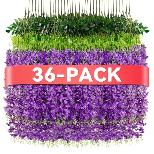 36 Pack Wisteria Hanging Flowers – Artificial Garland for Wedding, Party, Garden