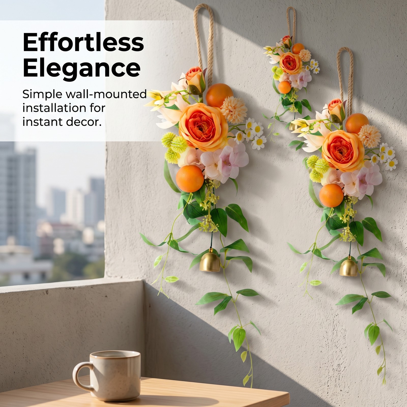Artificial Wreath Flower Door Hanging for Wall Mounted Decor