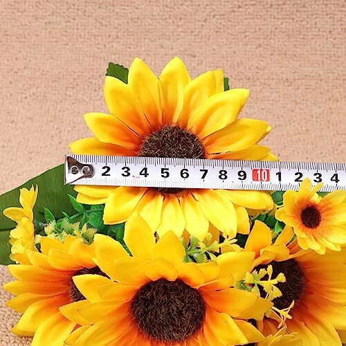 2 Bunches Artificial Sunflower Bouquets Faux Sunflower Bundles Small Sunflower