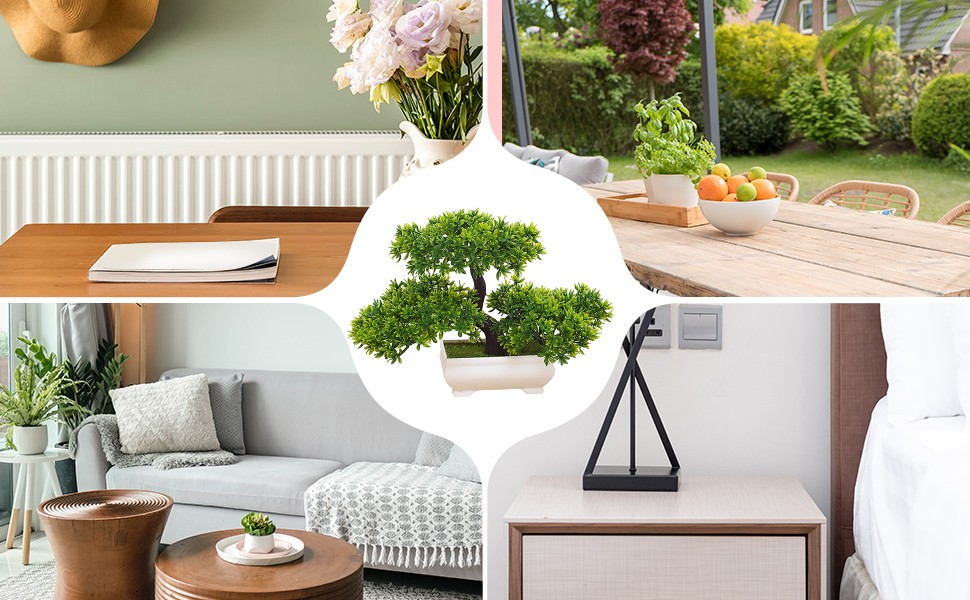 Artificial Bonsai Tree, Faux Plants Zen Garden Table Decoration Realistic with