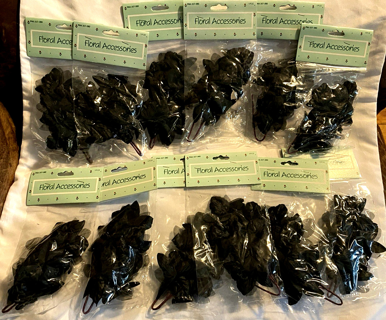 12 Black Floral Picks Halloween, Goth, Wedding, Black Tie Event 8″