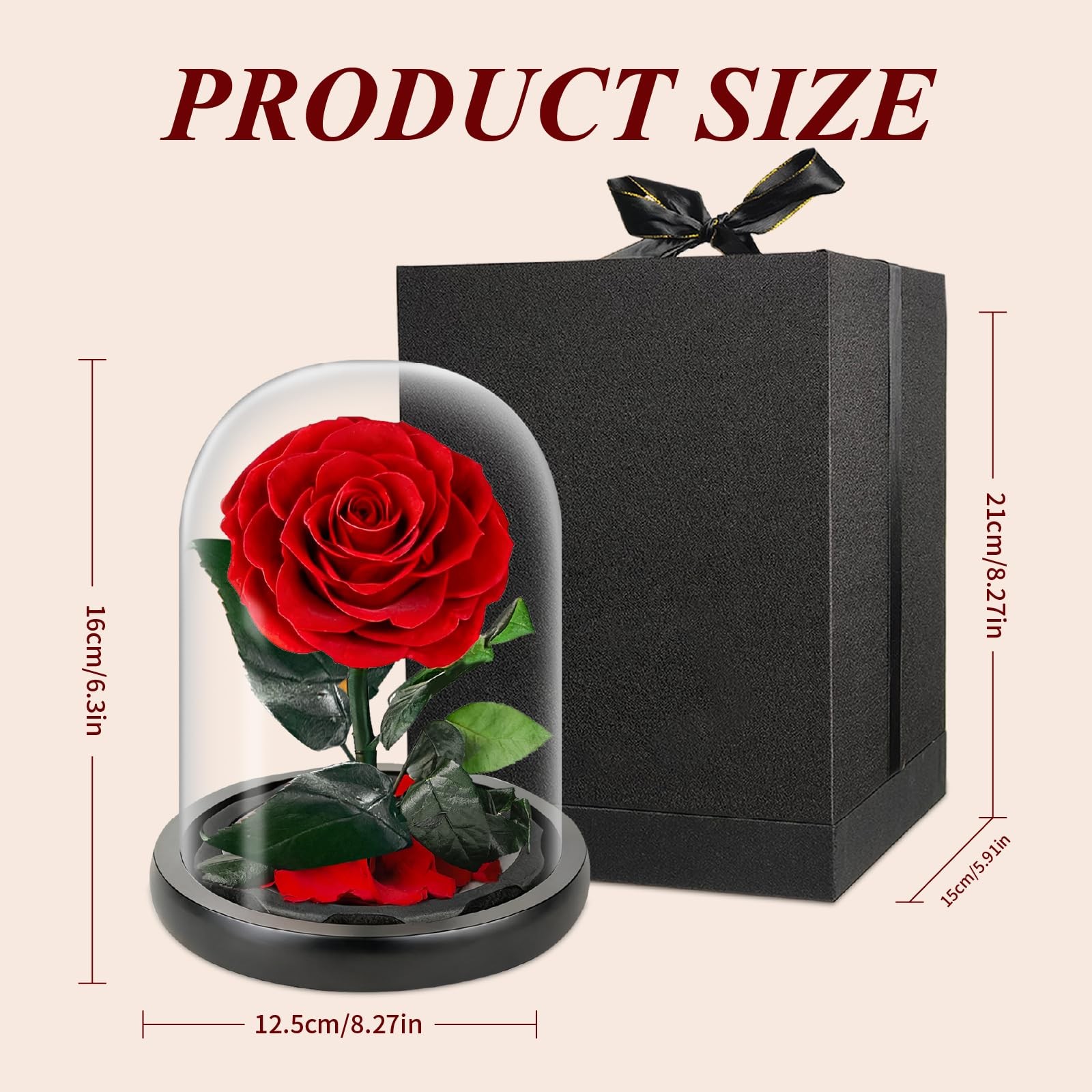 Preserved Rose in Glass Dome, Medium Forever Forever Gift, Flowers for Delive…
