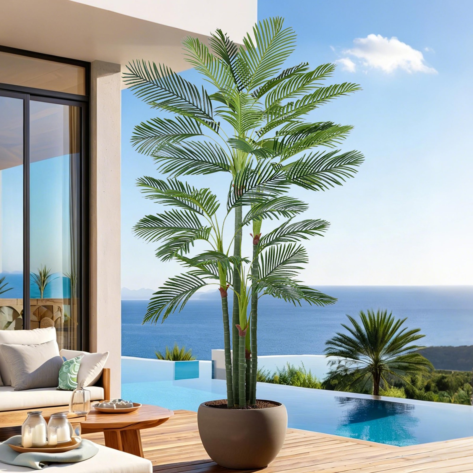 Artificial Palm Tree 9FT(108in) Tall Faux Tree with Large Trunks and 35 Reali…