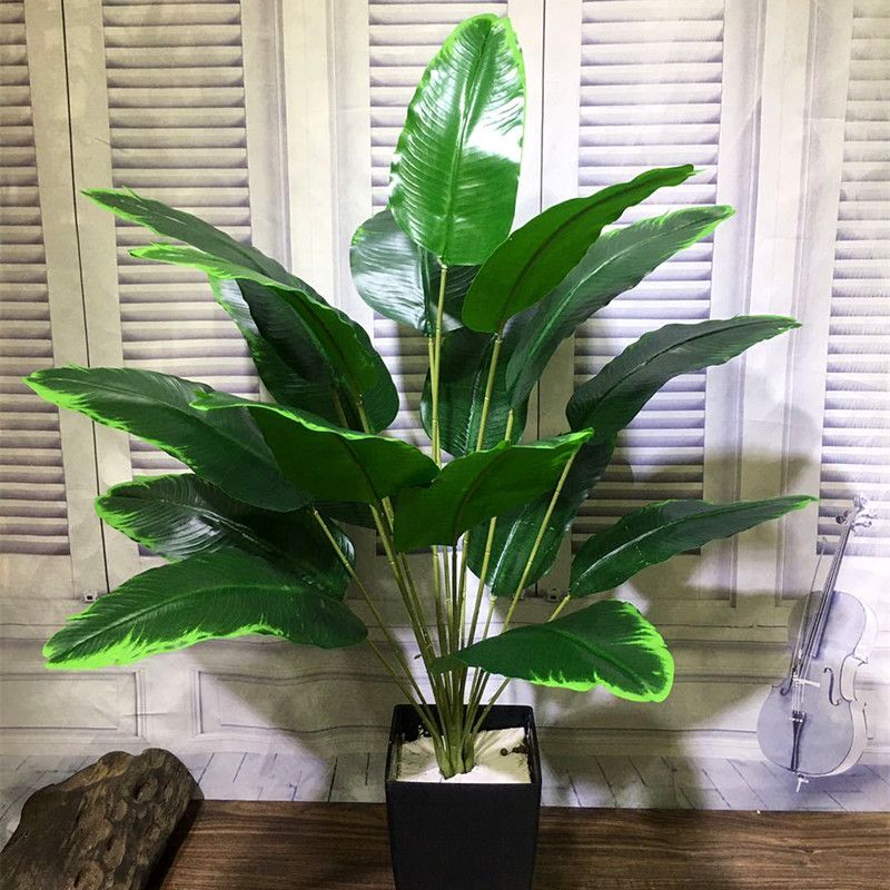 70-85cm Artificial Banana Tree Leaf Plastic Palm Leaves Garden Hotel Home Decor