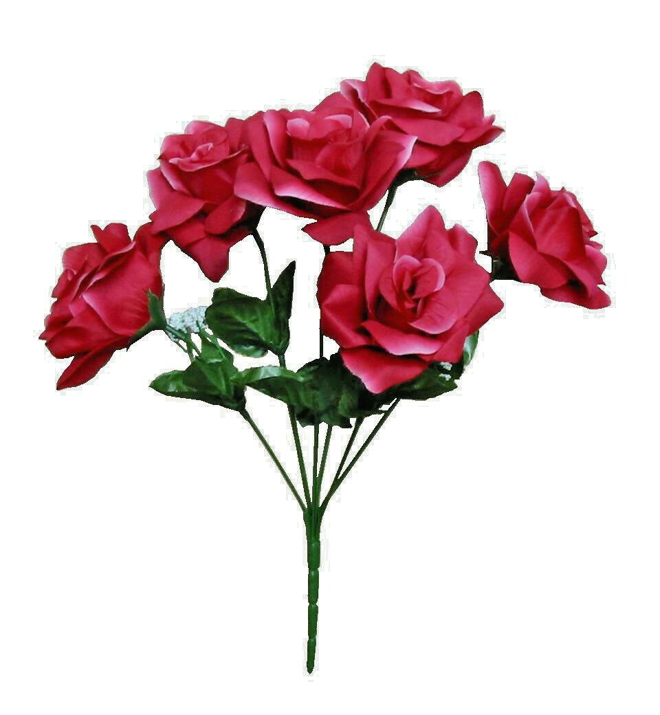 Burgundy Large 6-4″ Rose 14″ Microfiber Bush Silk Flower Wedding Decor Craft Art