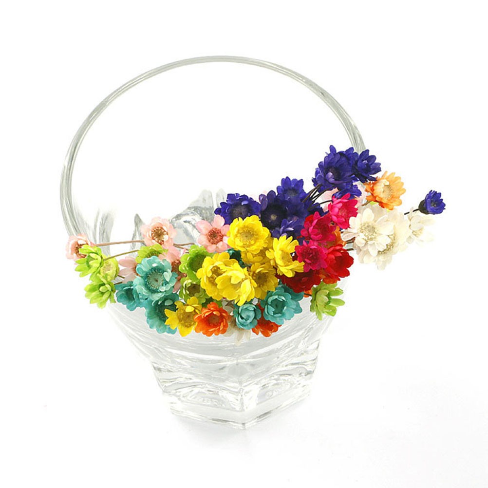 100Pcs Handmade Small Star Flower Dried Flowers Mini Daisy Yellow Floral Display