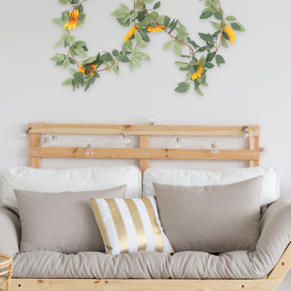 Simulated Green Plant Rattan Artificial Vines with Flowers Adornment