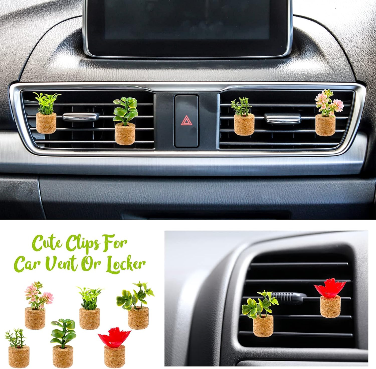 BBTO 6 Pcs Update Succulent Car Vent Clips Accessories Car Mini Plant for Decora